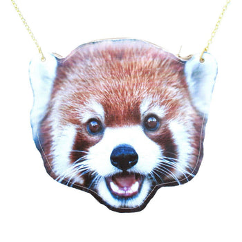 Red Panda Cat-Bear Shaped Vinyl Animal Themed Cross Body Shoulder Bag 