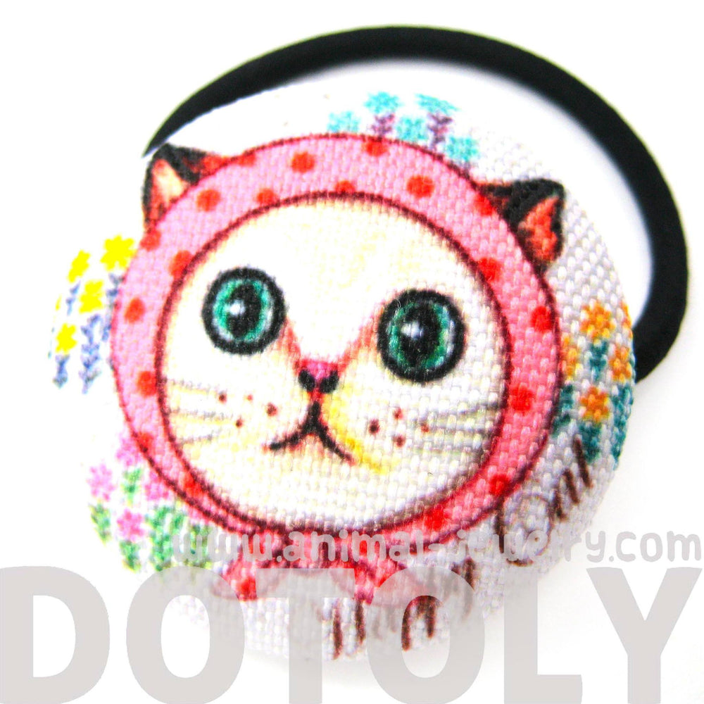 Red Riding Hood Kitty Cat Button Hair Tie Pony Tail Holder | DOTOLY