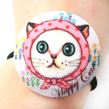 Red Riding Hood Kitty Cat Button Hair Tie Pony Tail Holder | DOTOLY