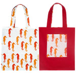 Colorful Seahorse Pattern Cotton Canvas Reversible Tote Bags for Women