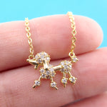 Rhinestone French Poodle Dog Shaped Pendant Necklace in Gold | DOTOLY