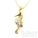 Rhinestone Seahorse Shaped Charm Necklace in Gold | Animal Jewelry | DOTOLY