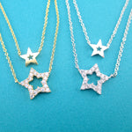 Rhinestone Star Shaped Multi-Strand Two Layered Pendant Necklace