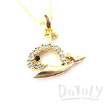 Rhinestone Whale Cut Out Shaped Pendant Necklace in Gold | DOTOLY | DOTOLY