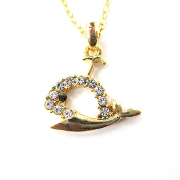 Rhinestone Whale Cut Out Shaped Pendant Necklace in Gold | DOTOLY | DOTOLY