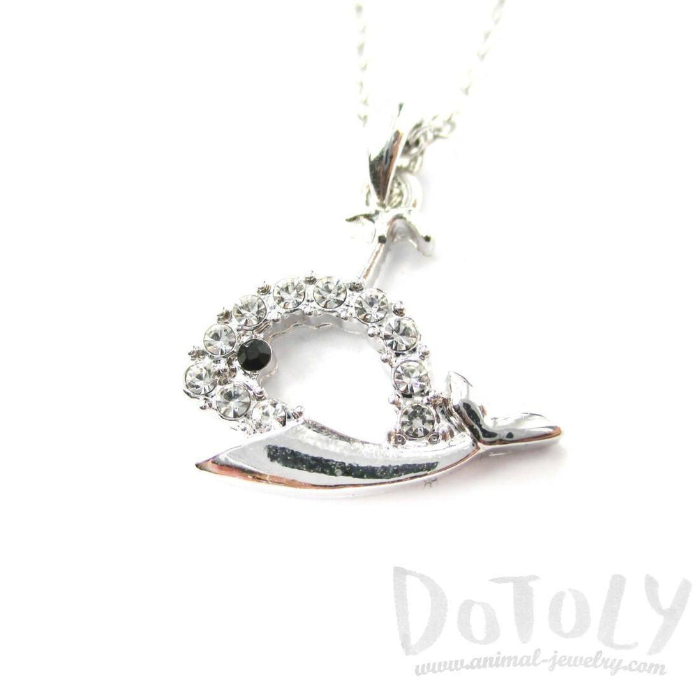 Rhinestone Whale Cut Out Shaped Pendant Necklace in Silver | DOTOLY | DOTOLY