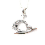 Rhinestone Whale Cut Out Shaped Pendant Necklace in Silver | DOTOLY | DOTOLY