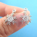 Rhinestone Winter Snowflakes Shaped Drop Stud Earrings in Silver