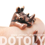 Rhino Rhinoceros Animal Wrap Around Ring in Copper - Size 5 to 10 | DOTOLY