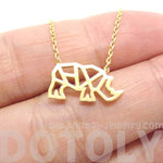 Rhino Rhinoceros Outline Shaped Pendant Necklace in Gold | DOTOLY