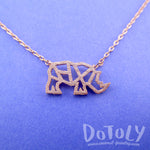 Rhino Rhinoceros Outline Shaped Pendant Necklace in Gold | DOTOLY