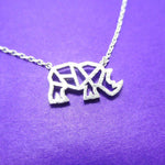 Rhino Rhinoceros Outline Shaped Pendant Necklace in Silver | DOTOLY | DOTOLY