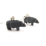 Rhino Rhinoceros Shaped Porcelain Ceramic Animal Dangle Earrings | Handmade | DOTOLY