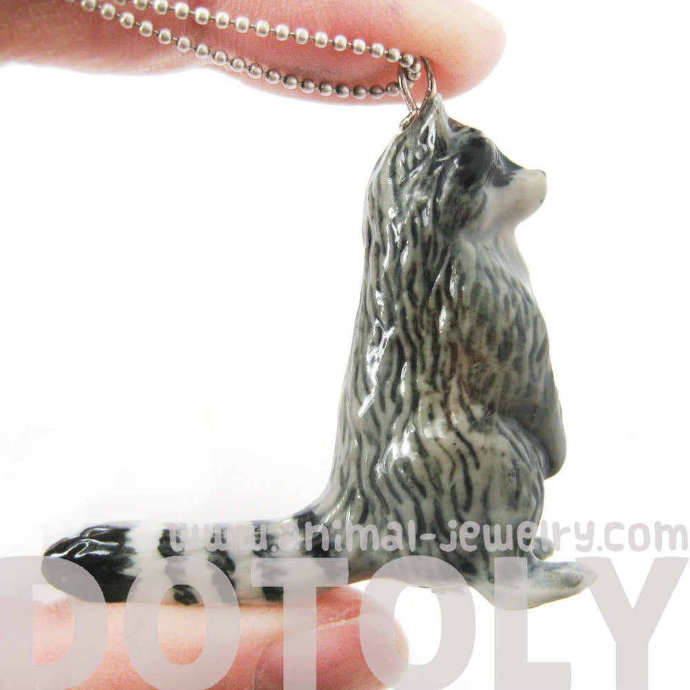 Ring-Tailed Lemur Porcelain Ceramic Animal Pendant Necklace | Handmade | DOTOLY