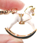 Rocking Horse Shaped Pendant Necklace in White and Gold | Limited Edition Jewelry | DOTOLY