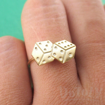 Rolling Dices Lucky Dice Shaped Adjustable Ring in Gold | DOTOLY