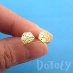 Rolling Dices Lucky Dice Shaped Allergy Free Stud Earrings in Gold