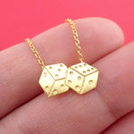 Rolling Dices Lucky Dice Shaped Pendant Necklace in Gold | DOTOLY