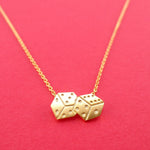 Rolling Dices Lucky Dice Shaped Pendant Necklace in Gold | DOTOLY