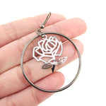 Rose Floral Filigree Cut Out Hoop Drop Earrings in Silver | DOTOLY | DOTOLY