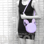 Round Bunny Rabbit Ears Shaped Quilted Cross Body Shoulder Bag in Purple with Studs | DOTOLY