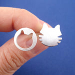Round Kitty Cat Face Shaped Mix & Match Stud Earrings in Silver
