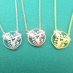 Round Monstera Swiss Cheese Plant Leaves Cut Out Shaped Green Thumb Pendant Necklace