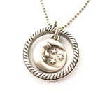 Round Moon and Stars Shaped Pendant Necklace in Silver | DOTOLY | DOTOLY