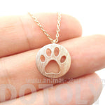 Round Puppy Paw Print Cut Out Shaped Pendant Necklace in Rose Gold | Animal Jewelry | DOTOLY