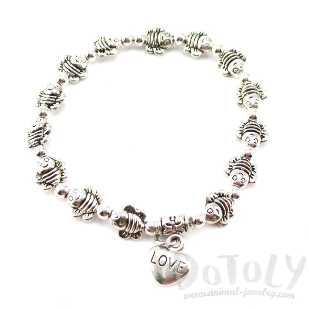 Row Of Bumble Bees Shaped Beaded Stretchy Bracelet in Silver | DOTOLY | DOTOLY