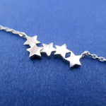 Row of Stars Constellations Shaped Space Themed Pendant Necklace in Silver