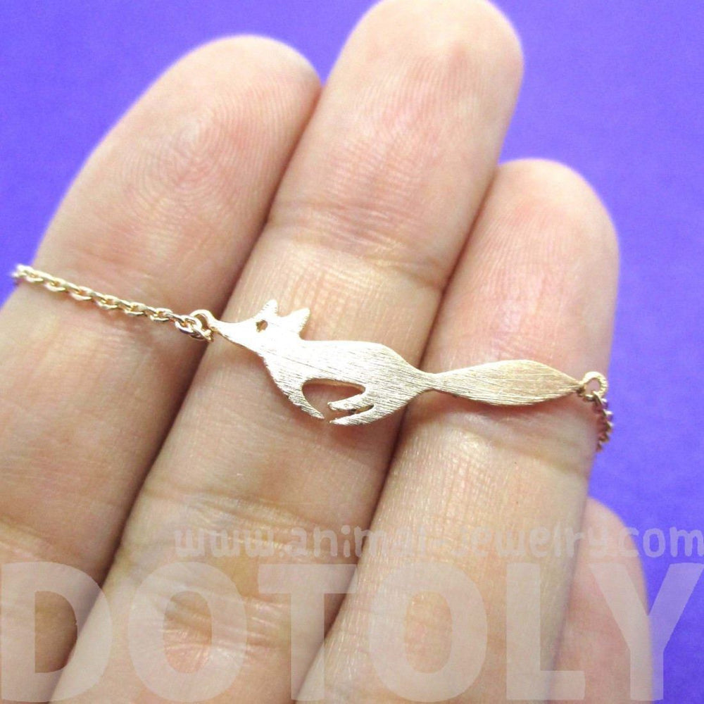 Running Fox Shaped Silhouette Charm Bracelet in Rose Gold | Animal Jewelry | DOTOLY