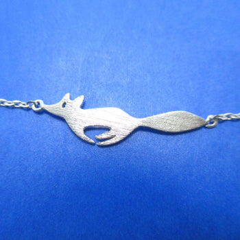Running Fox Shaped Silhouette Charm Bracelet in Silver | Animal Jewelry | DOTOLY
