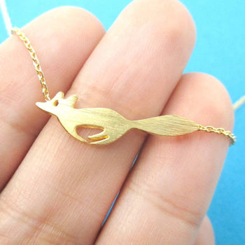 Running Fox Shaped Silhouette Pendant Necklace in Gold | Animal Jewelry | DOTOLY