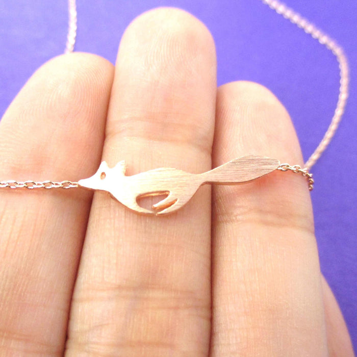 Running Fox Shaped Silhouette Pendant Necklace in Rose Gold | Animal Jewelry | DOTOLY