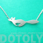Running Fox Shaped Silhouette Pendant Necklace in Silver | Animal Jewelry | DOTOLY