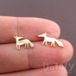 Running Red Fox Silhouette Shaped Stud Earrings in Gold | DOTOLY