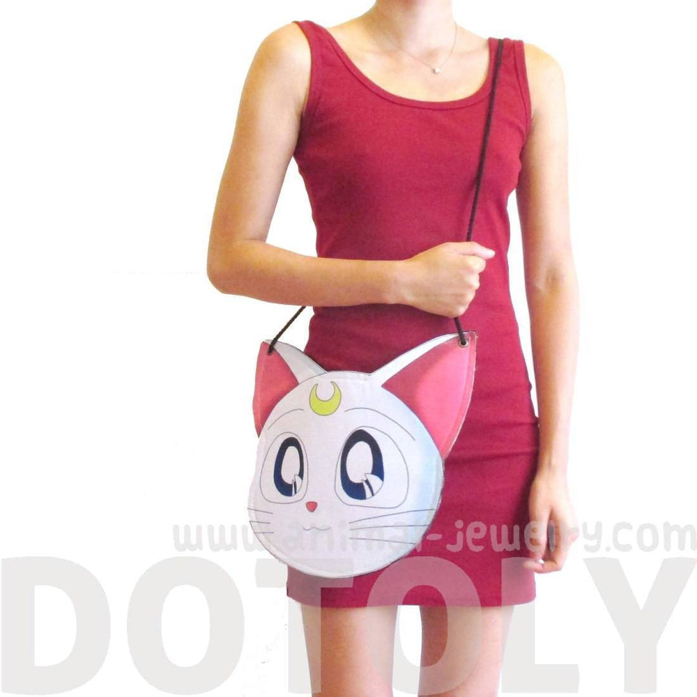 Sailor Moon Artemis Kitty Cat Face Shaped Vinyl Cross Body Bag | DOTOLY