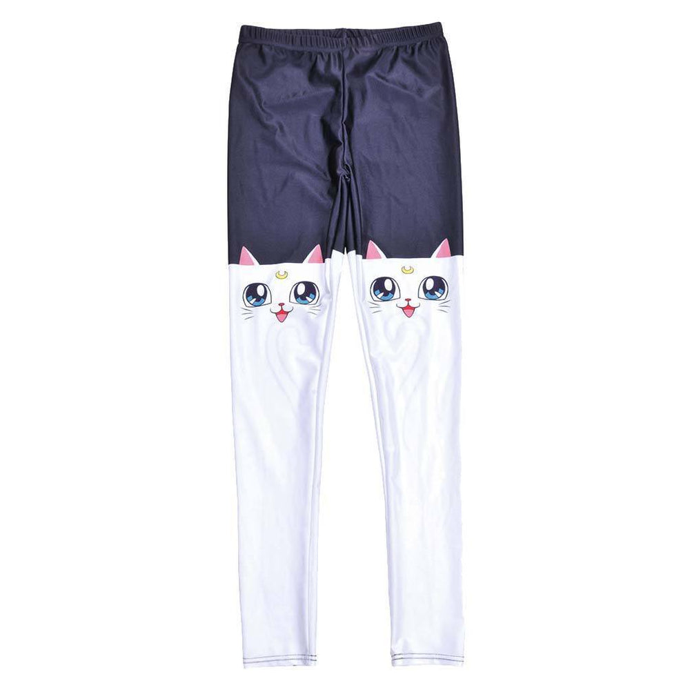 Sailor Moon Artemis White Kitty Cat Print Stretch Leggings for Women | DOTOLY | DOTOLY