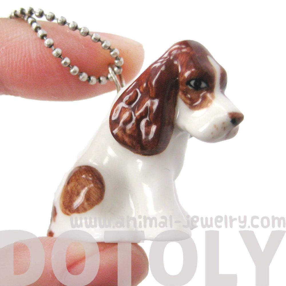 SALE : Basset Hound Puppy Dog Porcelain Ceramic Animal Pendant Necklace | Handmade | DOTOLY