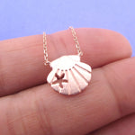 Scallop Seashells with Starfish Cut Out Shaped Pendant Necklace