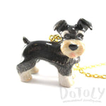 Schnauzer Puppy Dog Porcelain Hand Painted Ceramic Animal Pendant Necklace | Handmade | DOTOLY