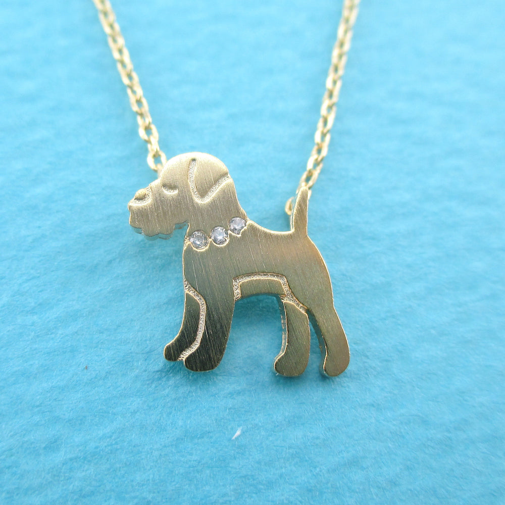 Schnauzer Puppy Shaped Charm Necklace for Dog Lovers in Gold | Animal Jewelry