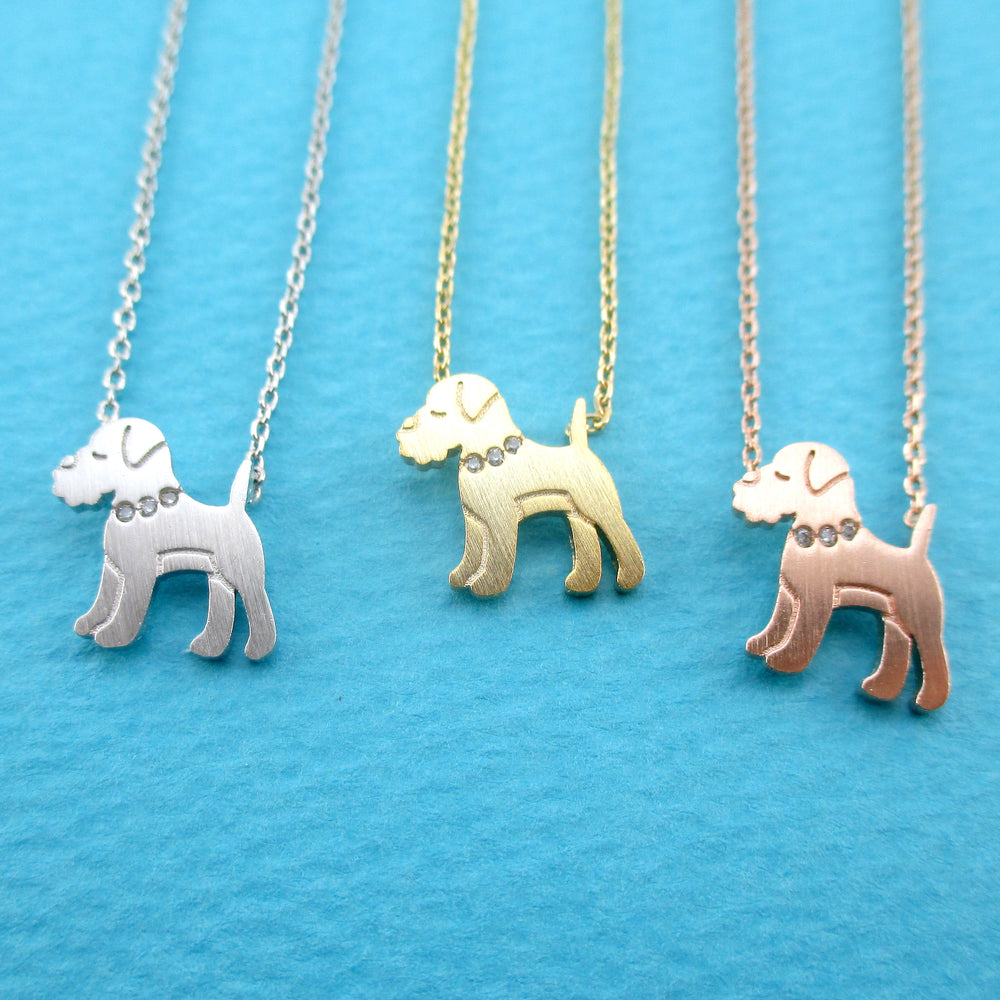 Schnauzer Puppy Shaped Charm Necklace for Dog Lovers | Animal Jewelry