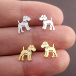 Schnauzer Shaped Stud Earrings with Rhinestones in Gold or Silver