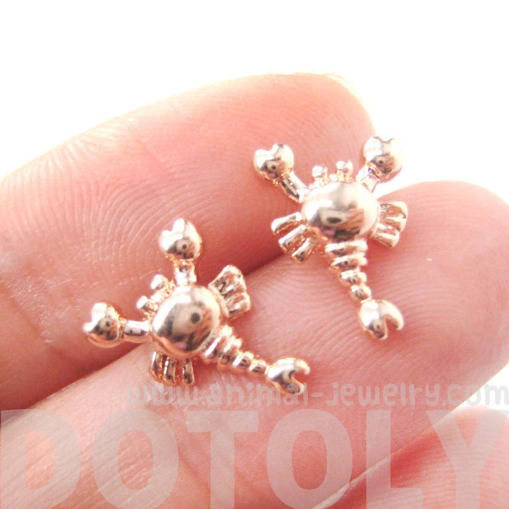 Scorpion Shaped Animal Scorpio Astrological Sign Stud Earrings in Rose Gold | DOTOLY