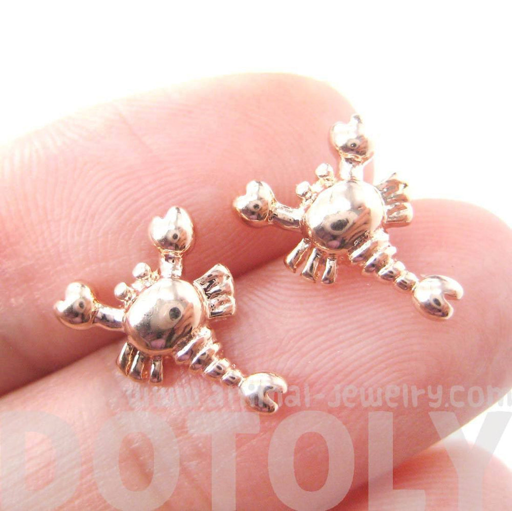 Scorpion Shaped Animal Scorpio Astrological Sign Stud Earrings in Rose Gold | DOTOLY