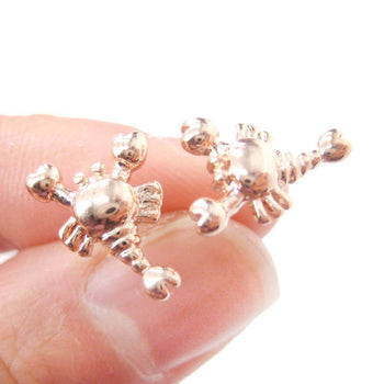 Scorpion Shaped Animal Scorpio Astrological Sign Stud Earrings in Rose Gold | DOTOLY