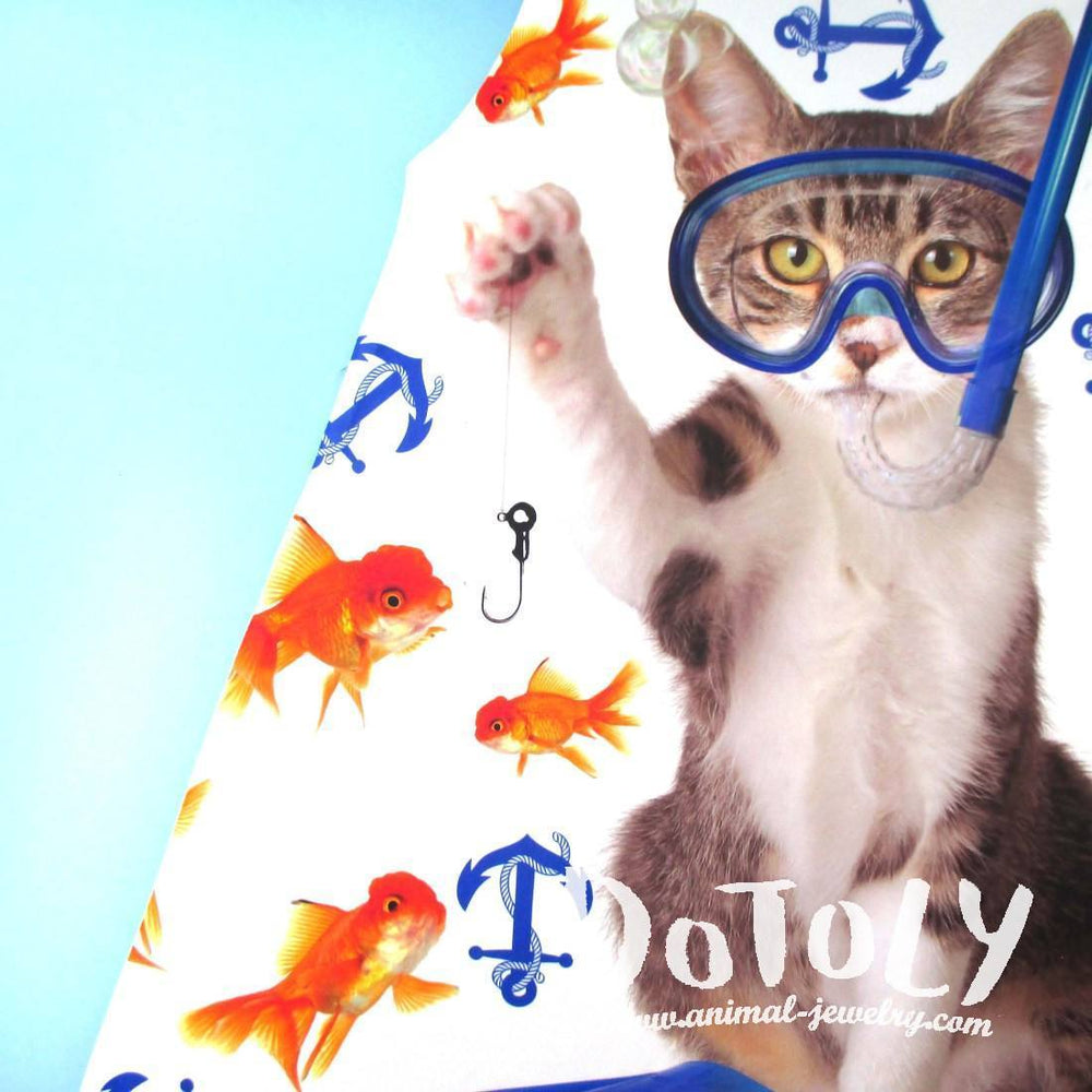 Snorkeling Kitten with Goldfish All Over Print Photoshopped Cats Tank Top | DOTOLY