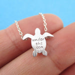 Sea Turtle Shaped Under The Sea Quote Pendant Necklace | DOTOLY